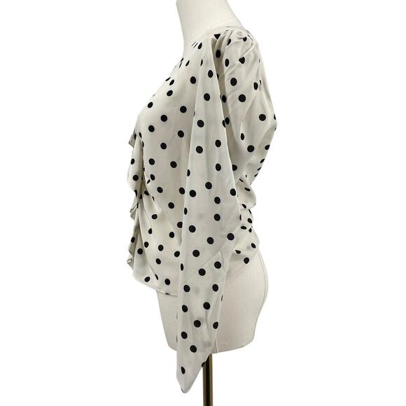 Intermix Polka Dot Silk Ruffle Blouse Size 4 - Picture 3 of 9
